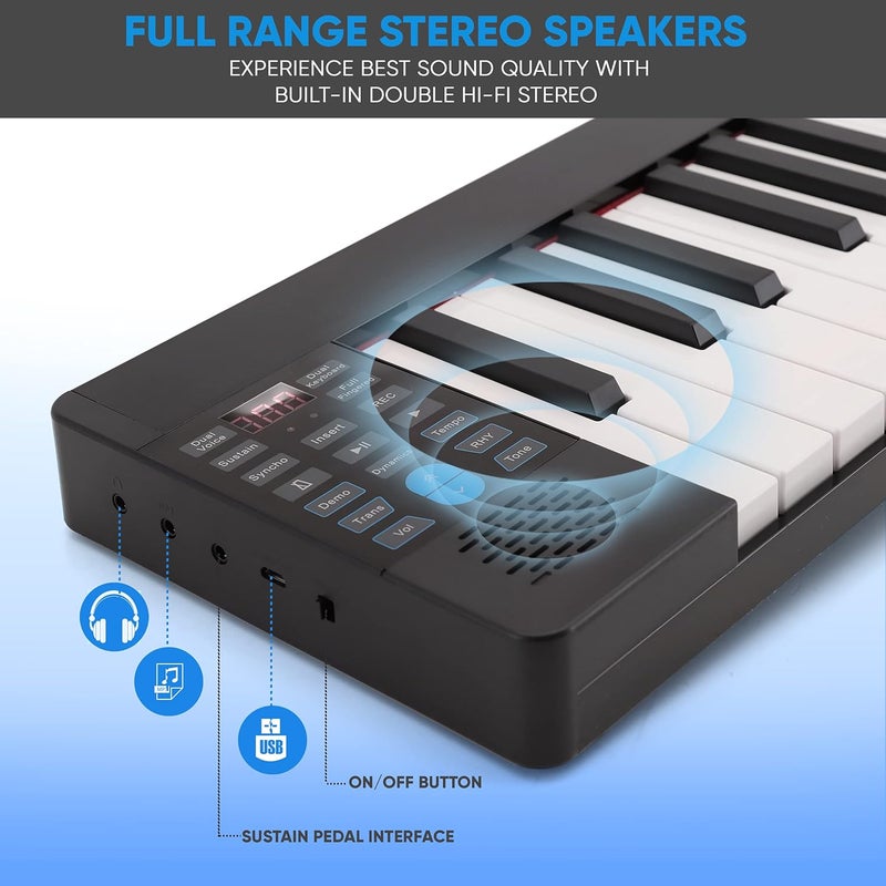 Pyle 88-Key Electric Piano Keyboard – Full Sized Bluetooth Enabled Keyboard with 28 Rhythms & Tones, Built-In Speaker, Sustain Pedal, Piano Bag, Portable Design, Ideal for Beginners and Professionals - Image 3